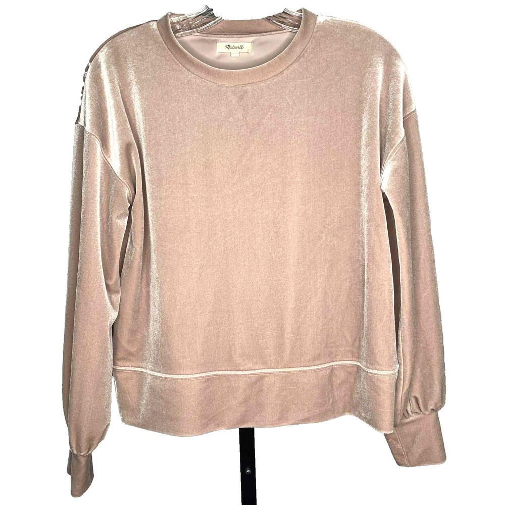 Madewell Women's blouse size XXS pink Velvet Long Sleeve V-Neck Relaxed boxy